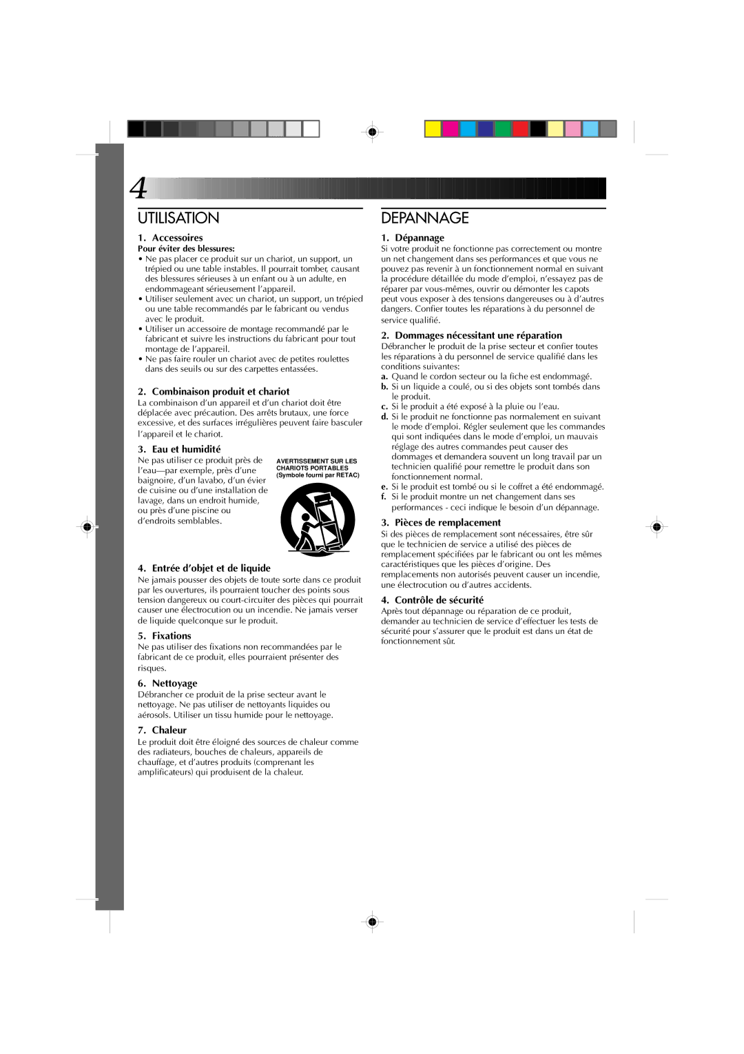 JVC GR-AX310, GR-AX410 manual Utilisation, Depannage 