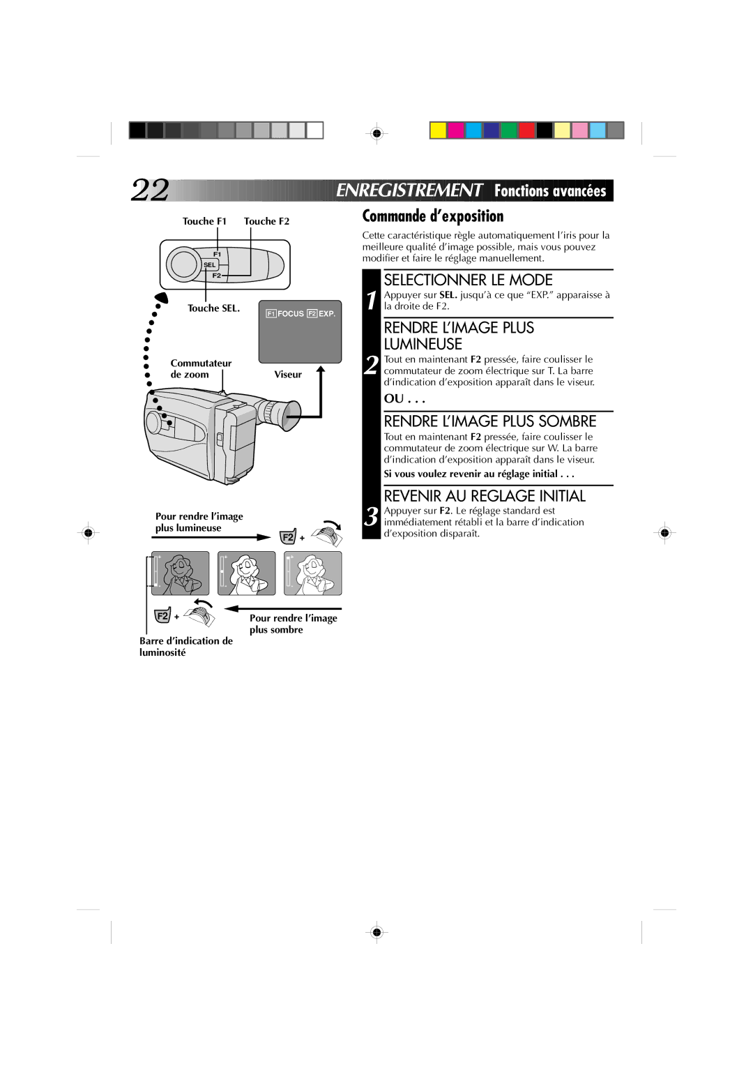 JVC GR-AX310, GR-AX410 manual Commande d’exposition, Rendre L’IMAGE Plus, Lumineuse 