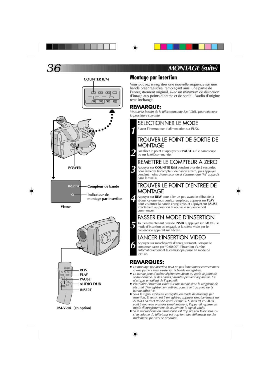 JVC GR-AX310, GR-AX410 manual Montage par insertion 