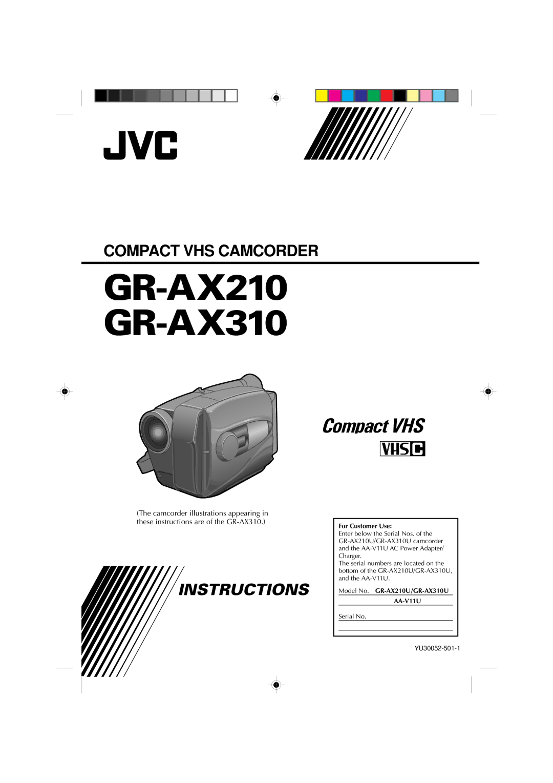 JVC GR-AX310U manual GR-AX210 GR-AX310 