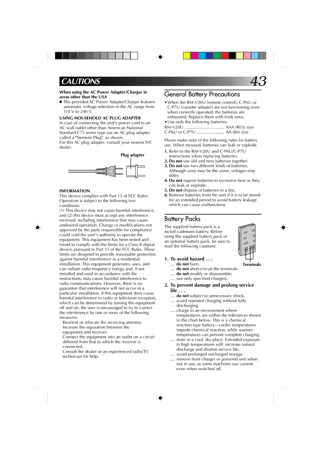 JVC GR-AX310U manual Using Household AC Plug Adapter, Plug adapter, Information 