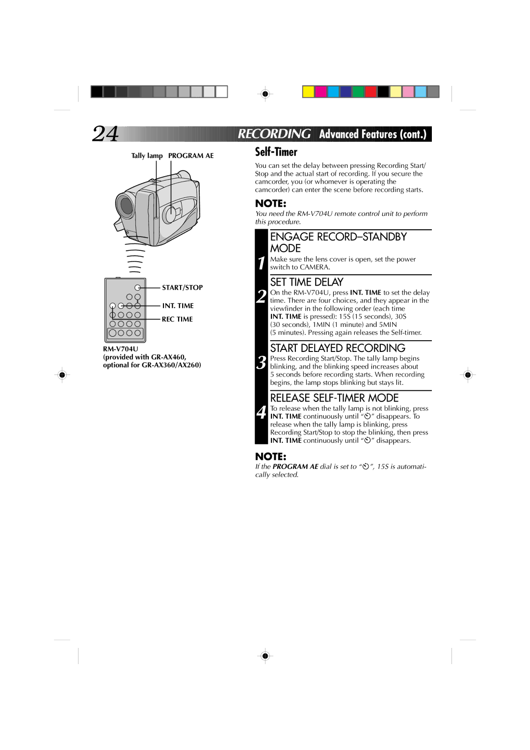 JVC GR-AX460, GR-AX360, GR-AX260 manual Start/Stop, INT. Time, REC Time 