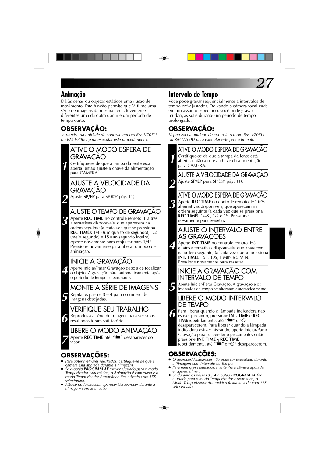 JVC GR-AX727, GR-AX527, GR-AX627, GR-AX827 manual Animação, Intervalo de Tempo 