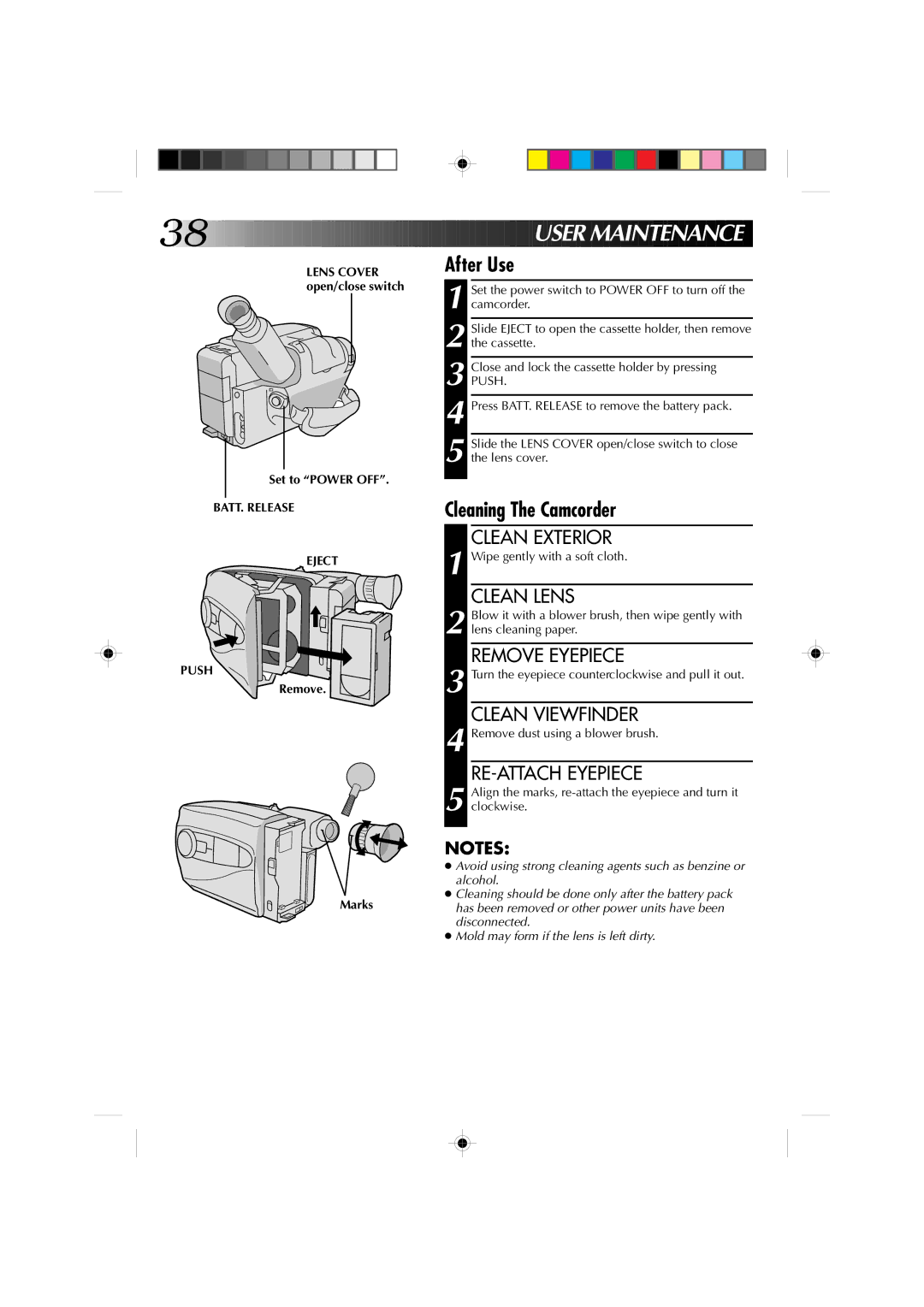 JVC GR-AX827, GR-AX527, GR-AX627, GR-AX727 manual After Use, Cleaning The Camcorder 