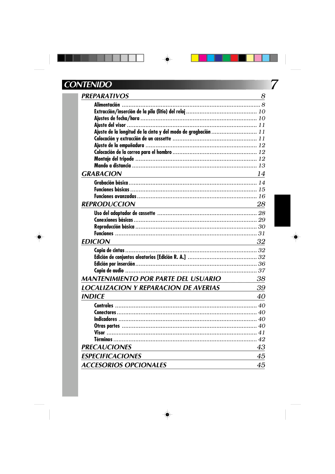 JVC GR-AX727, GR-AX527, GR-AX627, GR-AX827 manual Contenido 