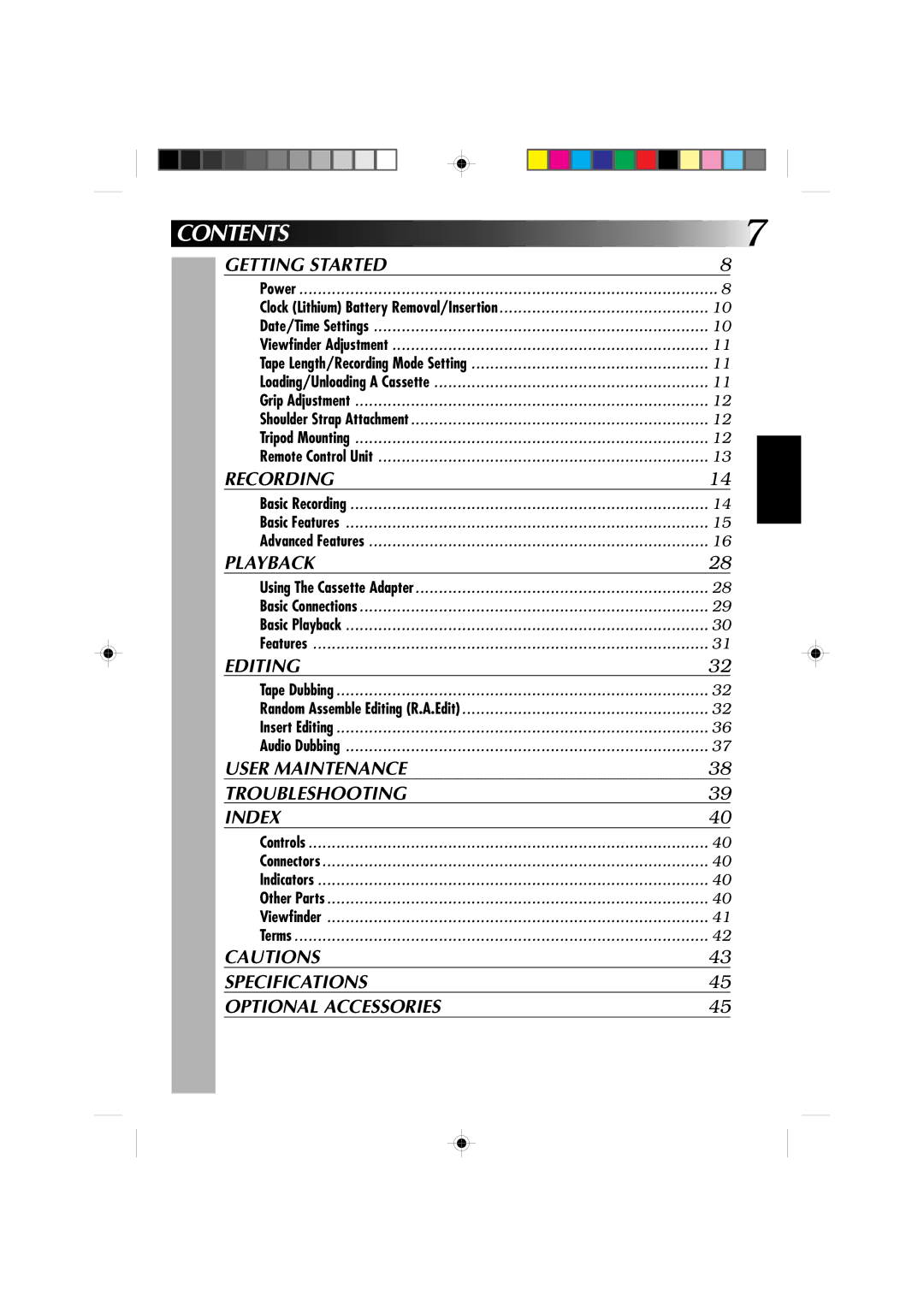 JVC GR-AX727, GR-AX527, GR-AX627, GR-AX827 manual Contents 