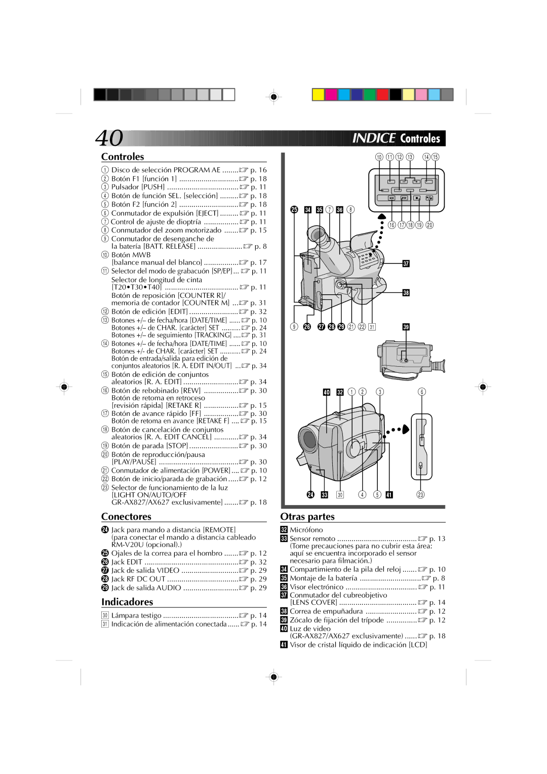 JVC GR-AX527 manual La batería BATT. Release, Botón MWB, Botón de edición de conjuntos, Botón de cancelación de conjuntos 