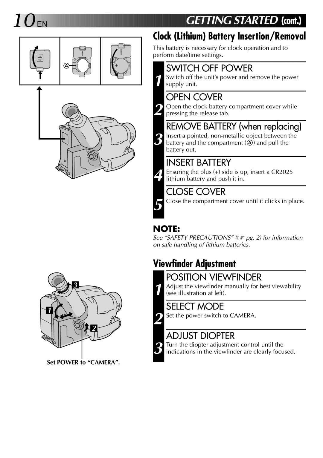 JVC GR-AX437, GR-AX537, GR-AX837, GR-AX237 manual Viewfinder Adjustment 