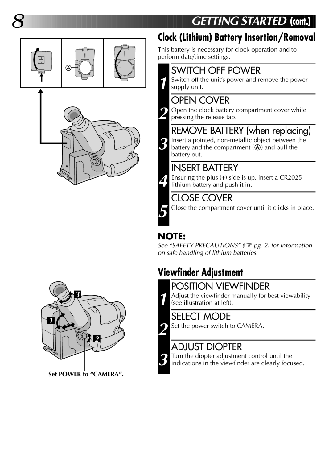 JVC GR-AX570, GR-AX270 specifications Viewfinder Adjustment 