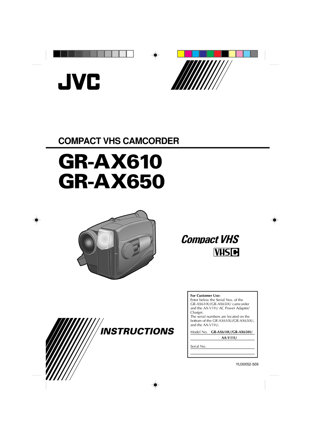 JVC GR-AX650U, GR-AX610U manual GR-AX610 GR-AX650 