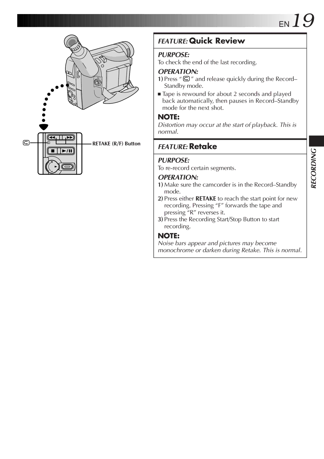 JVC GR-AX640 manual Feature Quick Review, To check the end of the last recording 