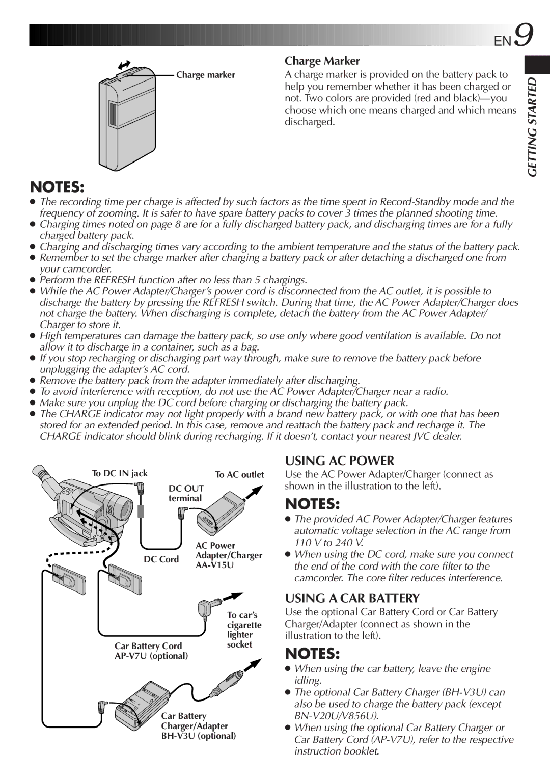 JVC GR-AX640 manual Charge Marker, Discharged 