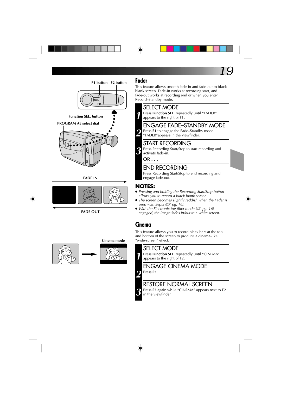 JVC GR-AX655 manual Fader, Cinema 