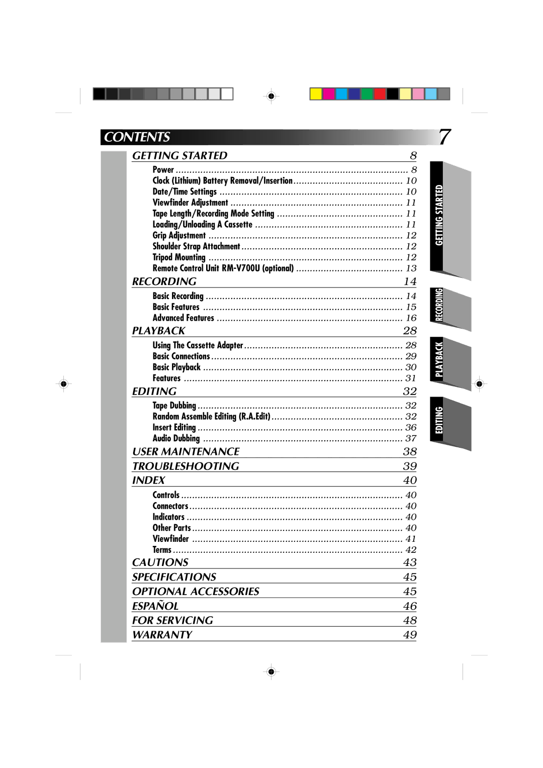 JVC GR-AX655 manual Contents 