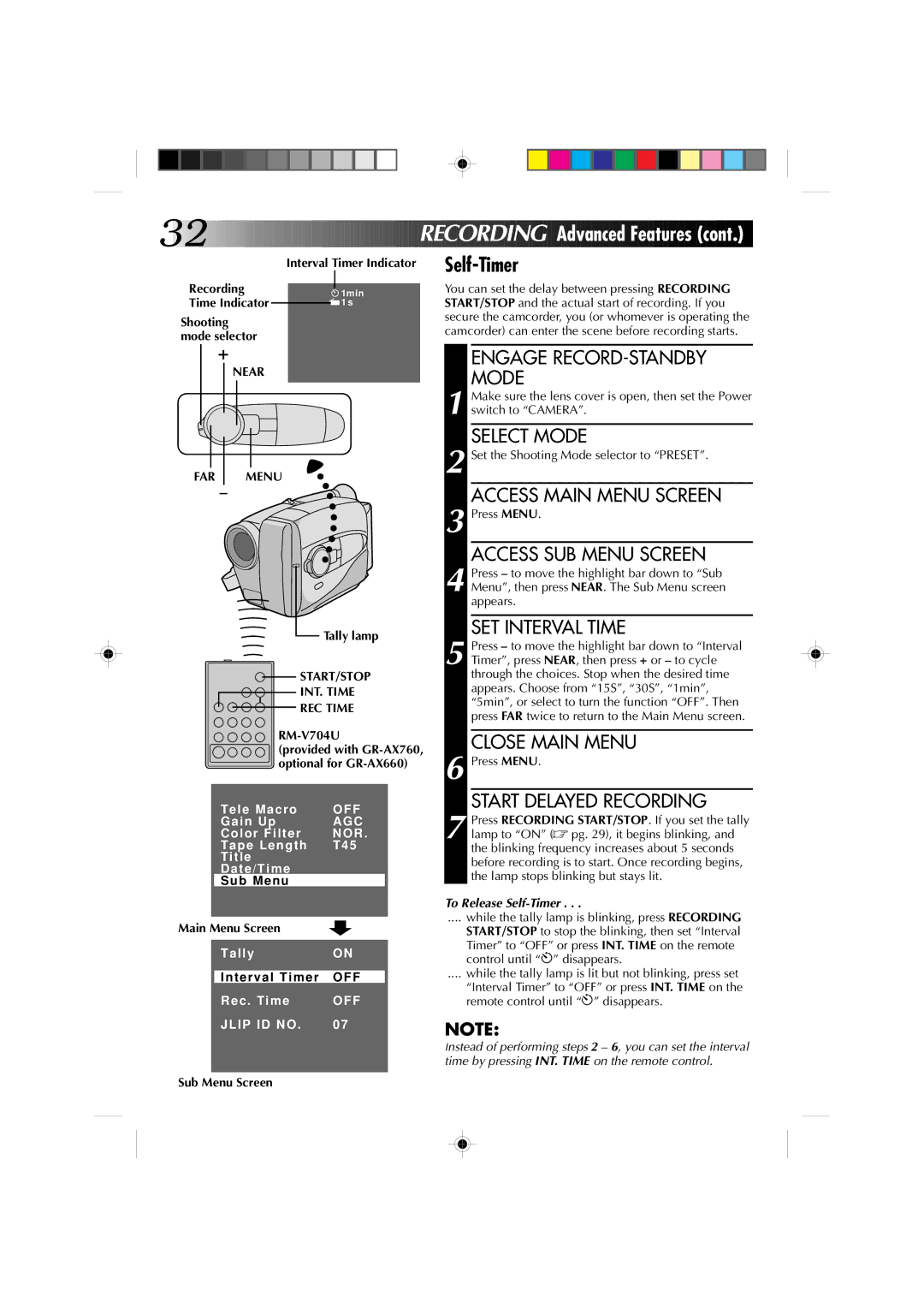 JVC GR-AX660 specifications Recording, Shooting, Near FAR Menu, Tally lamp, START/STOP INT. Time REC Time 