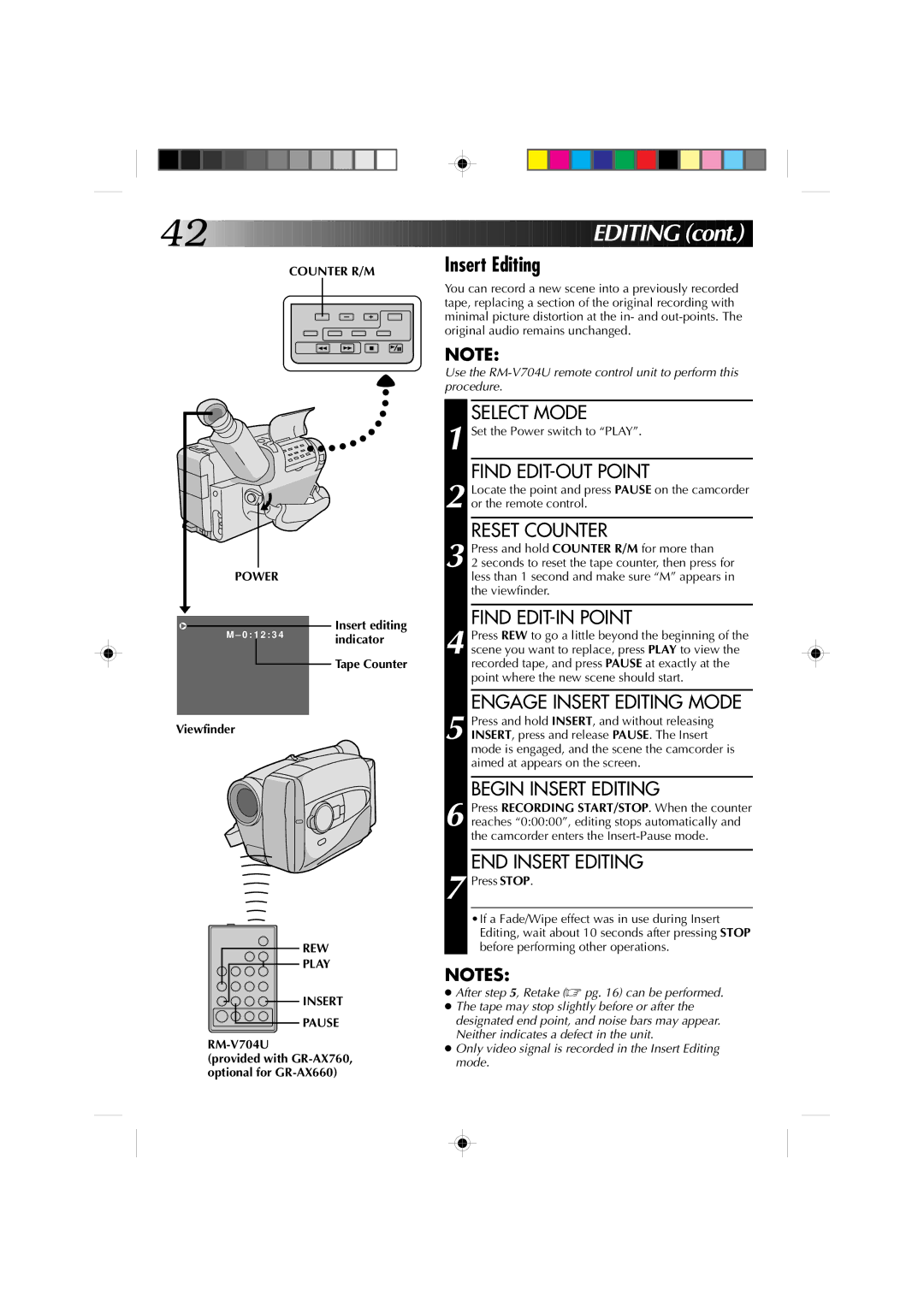 JVC GR-AX660 specifications Counter R/M, Indicator, REW Play Insert Pause 