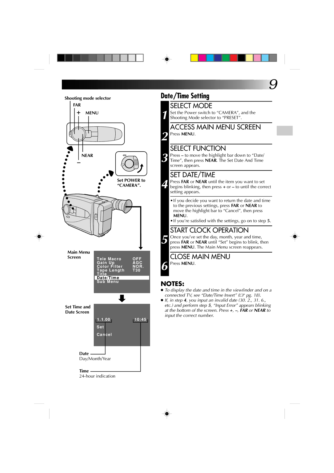 JVC GR-AX660 specifications Date/Time Setting 