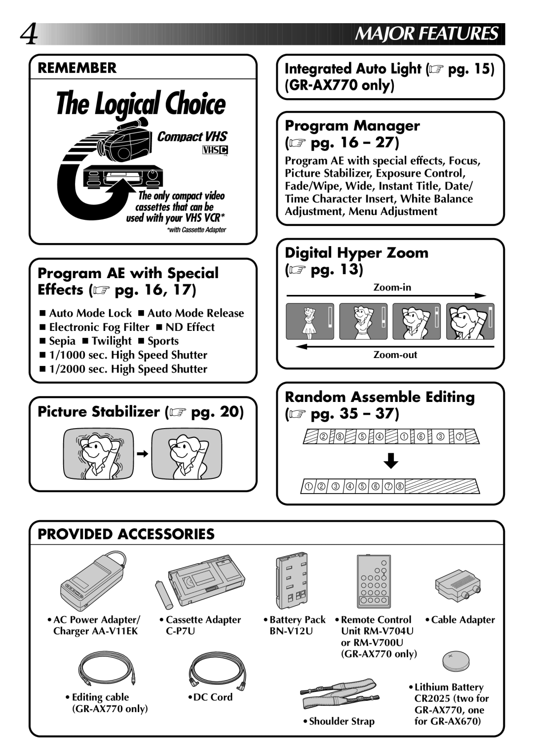 JVC GR-AX670 specifications P7U, BN-V12U 