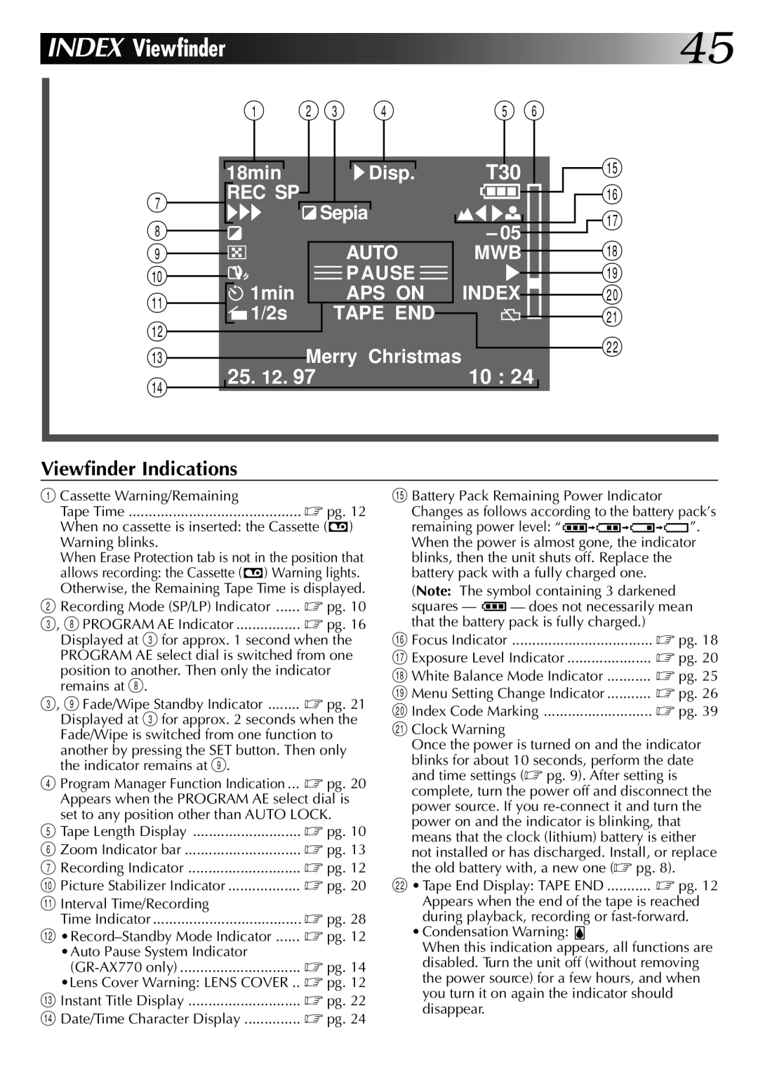 JVC GR-AX670 specifications Cassette Warning/Remaining, When no cassette is inserted the Cassette Warning blinks 