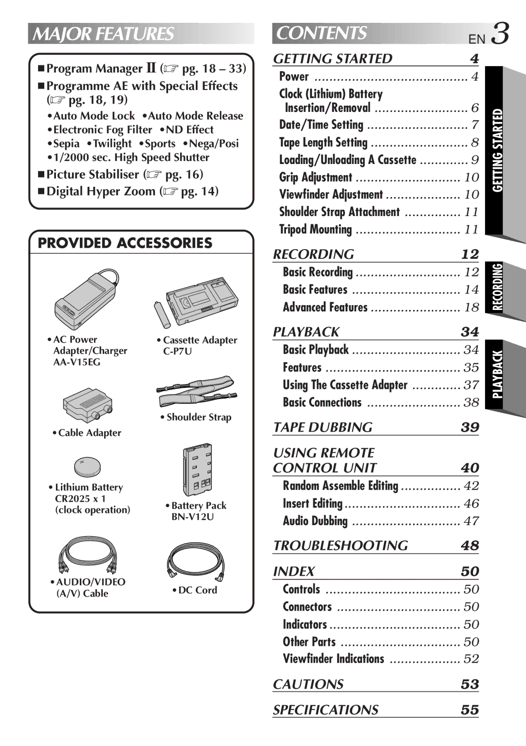 JVC GR-AX680 manual Contents 