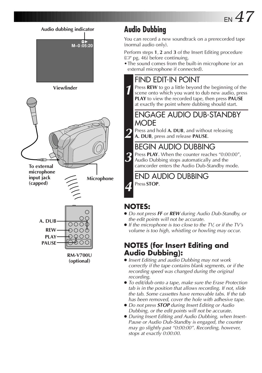 JVC GR-AX680 manual Dub Rew, Play Pause 