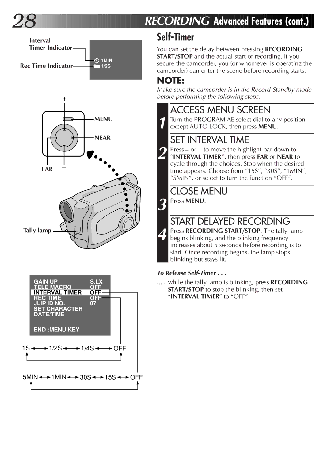 JVC GR-AX26, GR-AX76, GR-AX46 manual Interval Timer Indicator, Far 