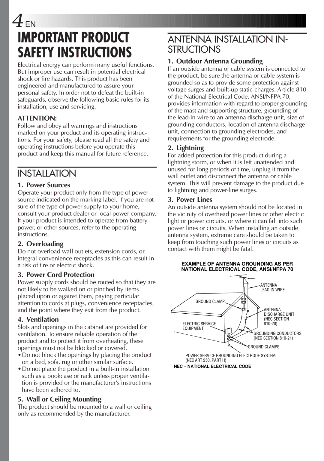 JVC GR-AX767UM specifications Important Product 