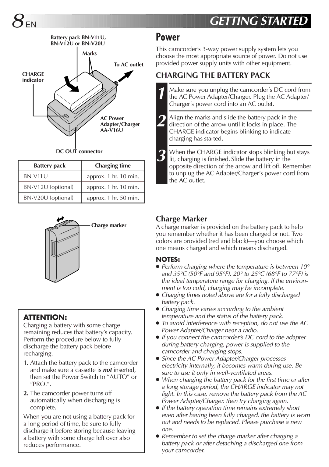 JVC GR-AX767UM specifications Power, Battery pack 