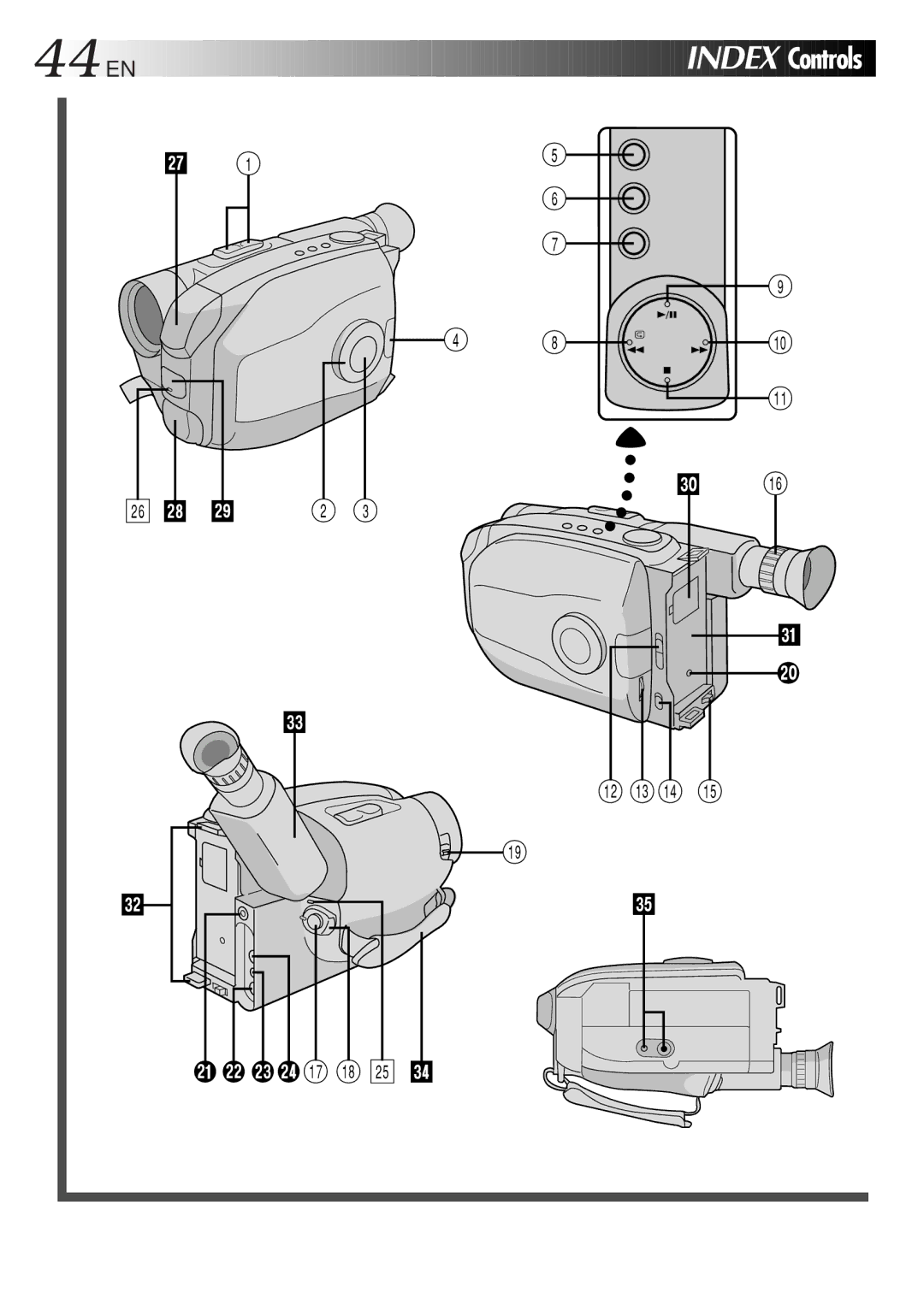 JVC GR-AX47, GR-AX77, LYT0090-001B manual 44EN, Index Controls 