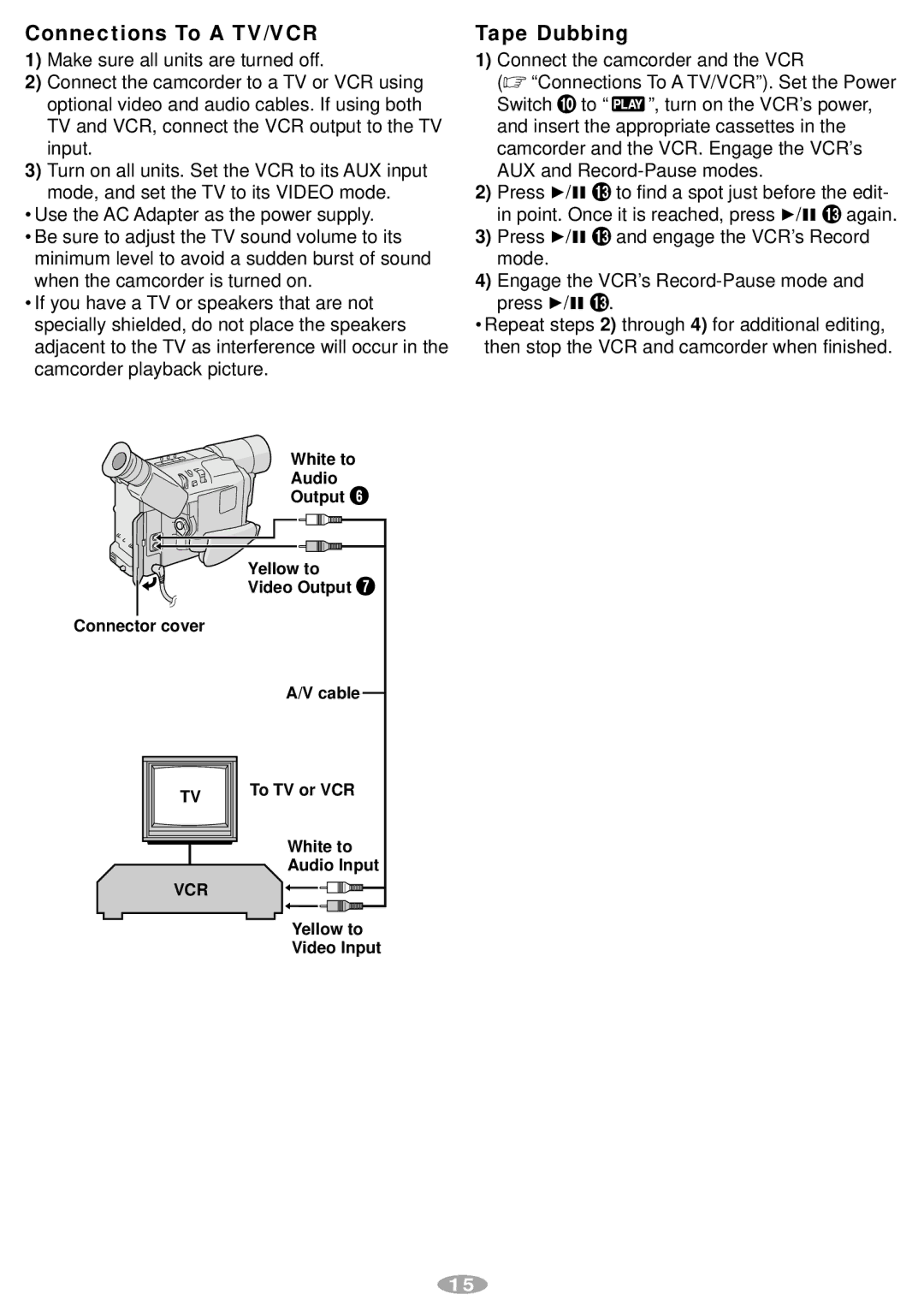 JVC GR-AX770 manual Connections To a TV/VCR, Tape Dubbing 