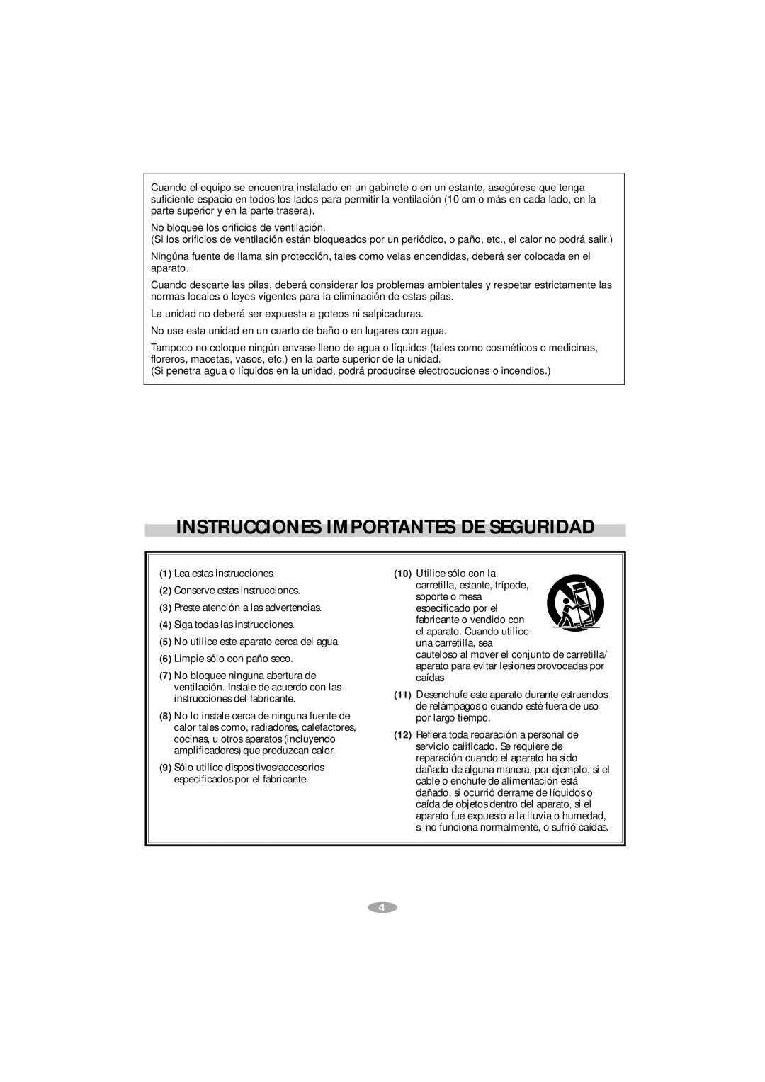 JVC GR-SXM757, GR-AX787, GR-SX887, GR-SXM357, GR-SXM257, GR-SXM957 manual Instrucciones Importantes DE Seguridad 