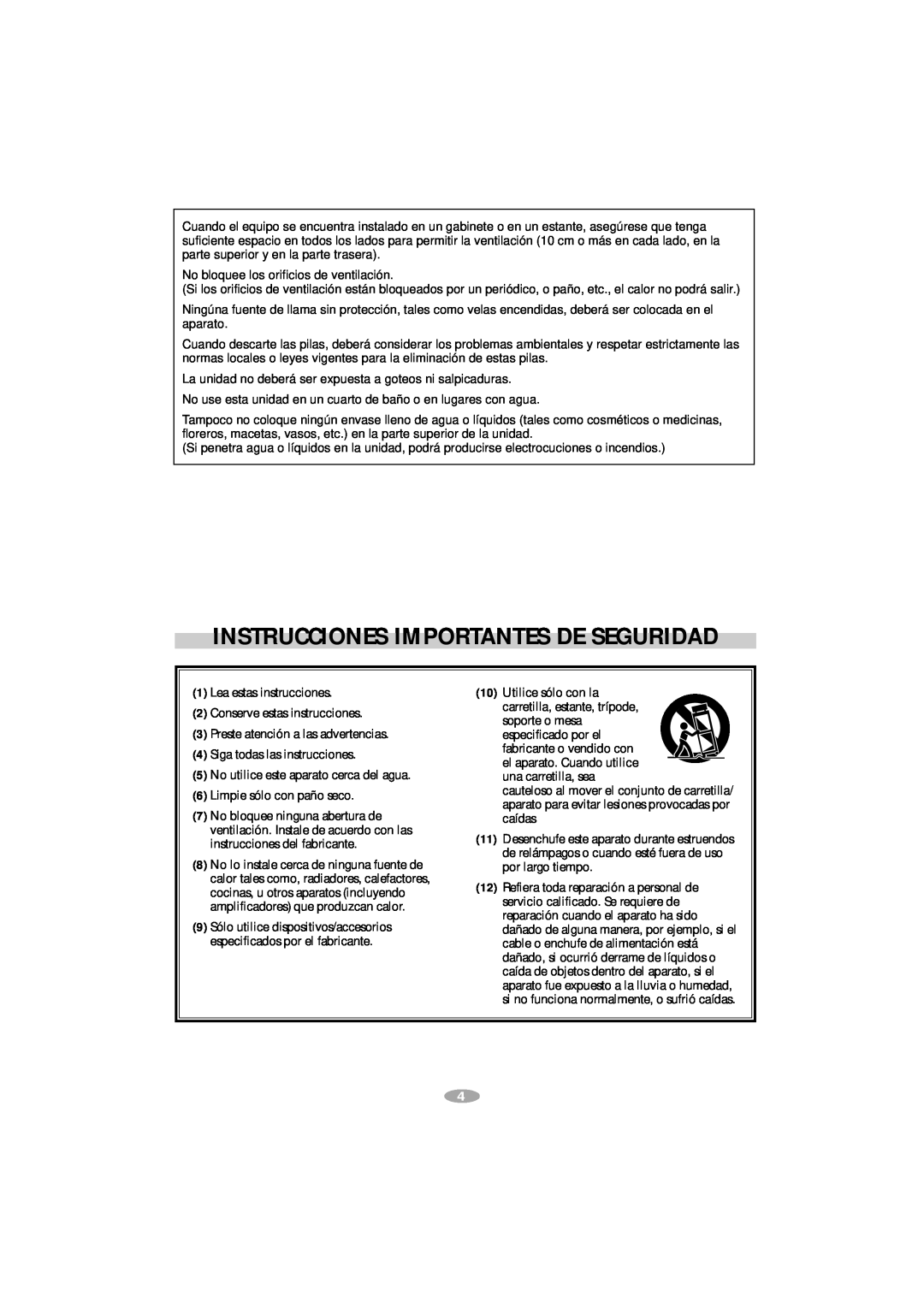 JVC GR-SXM757, GR-AX787, GR-SX887, GR-SXM357, GR-SXM257, GR-SXM957 manual Instrucciones Importantes De Seguridad 