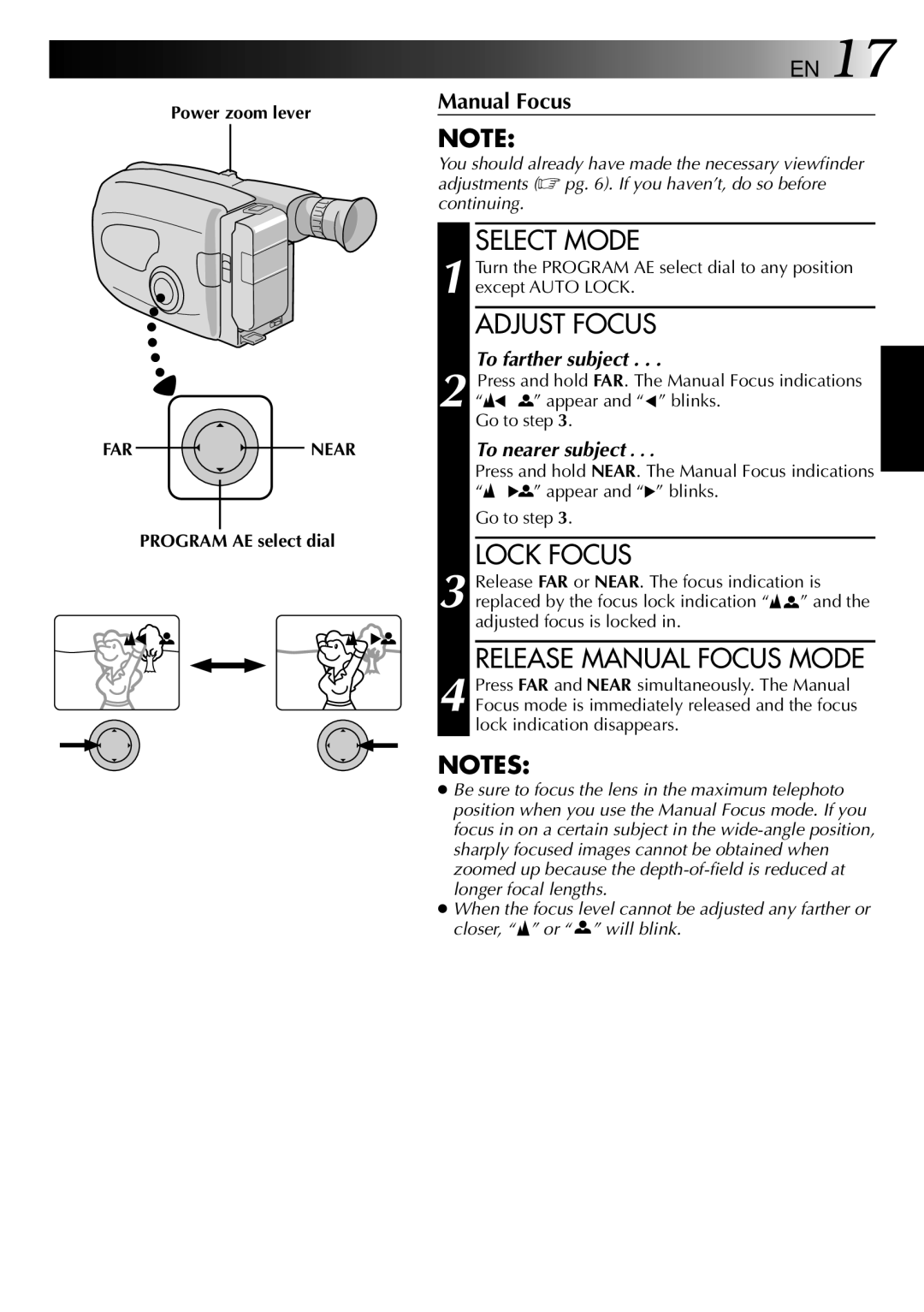 JVC GR-AX838EG instruction manual Power zoom lever 