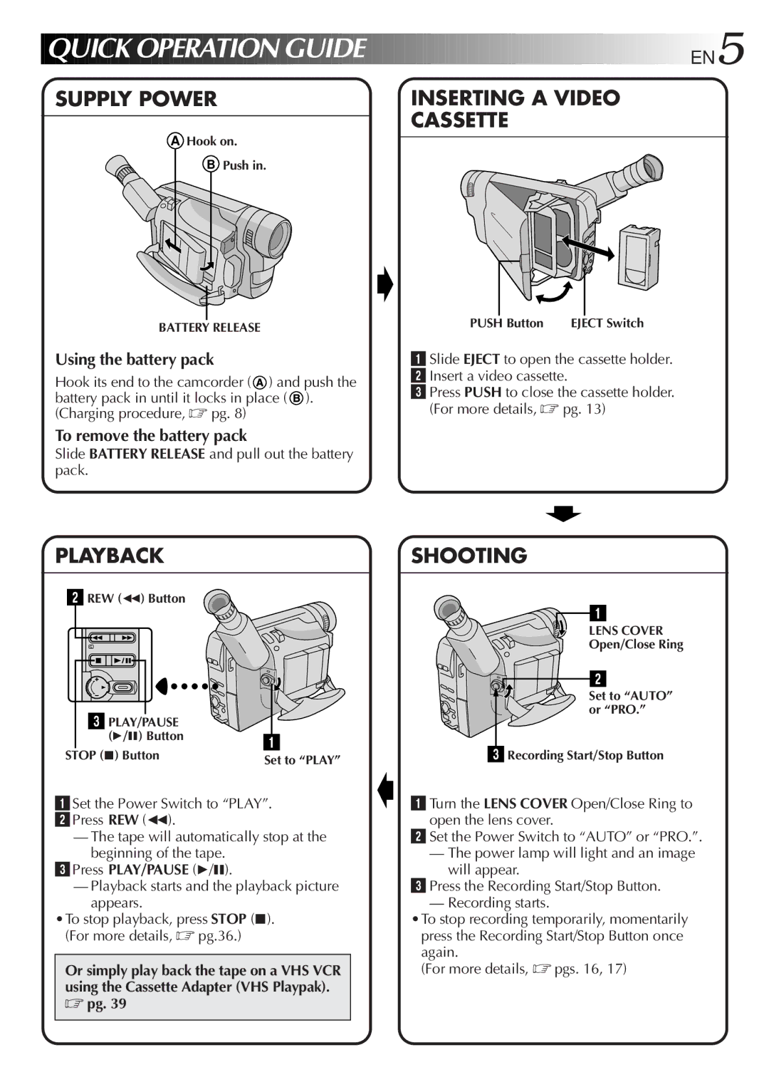 JVC GR-AX841 manual Using the battery pack, To remove the battery pack, Slide Battery Release and pull out the battery pack 