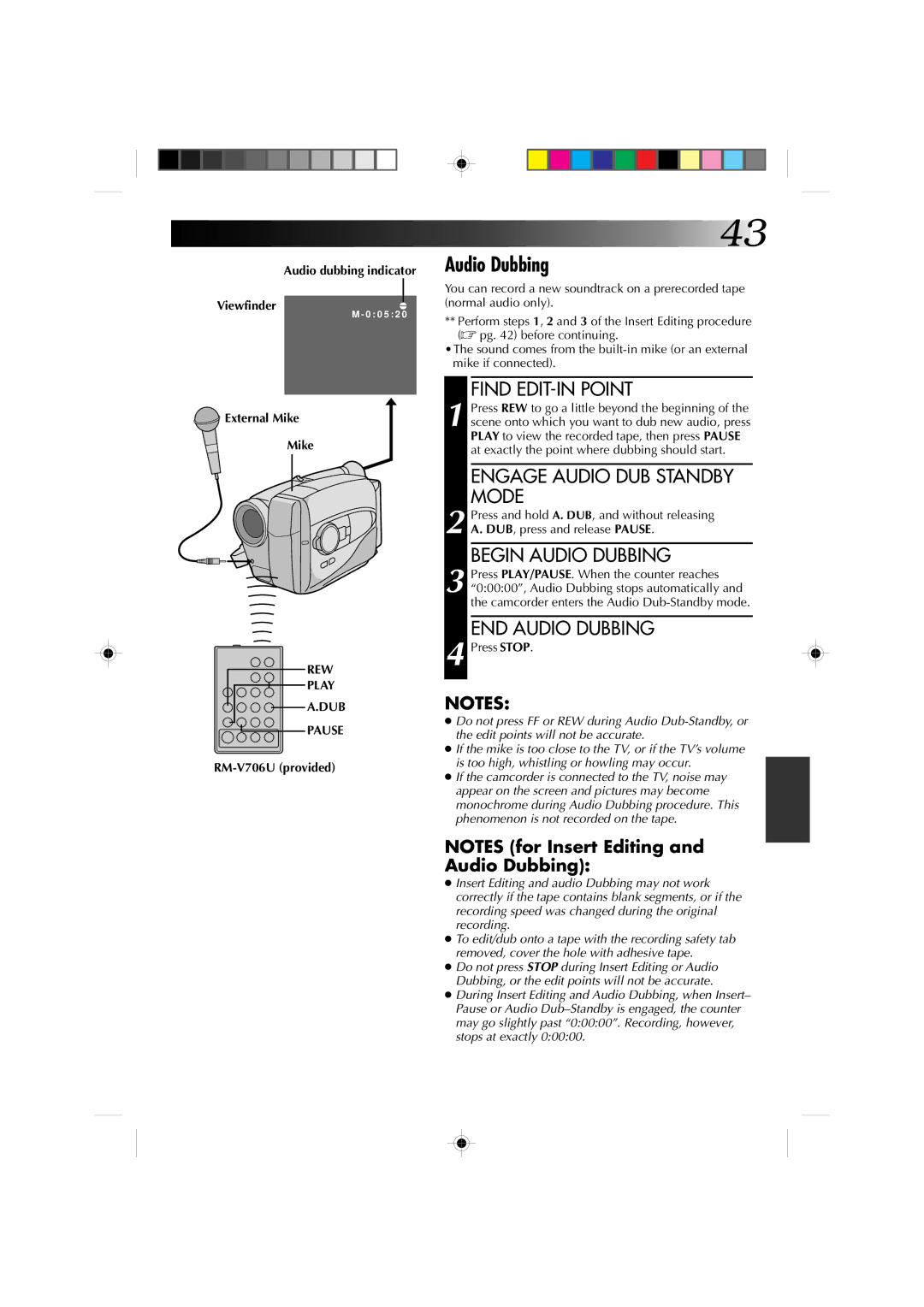 JVC GR-AX860 specifications Audio dubbing indicator Viewfindere, External Mike, REW Play, Dub 