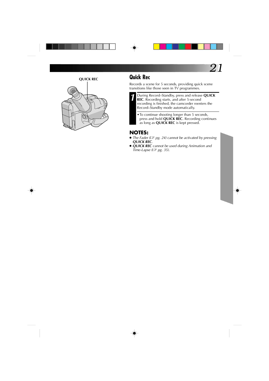 JVC GR-AX810, GR-AX910 manual Quick Rec, Quick REC 