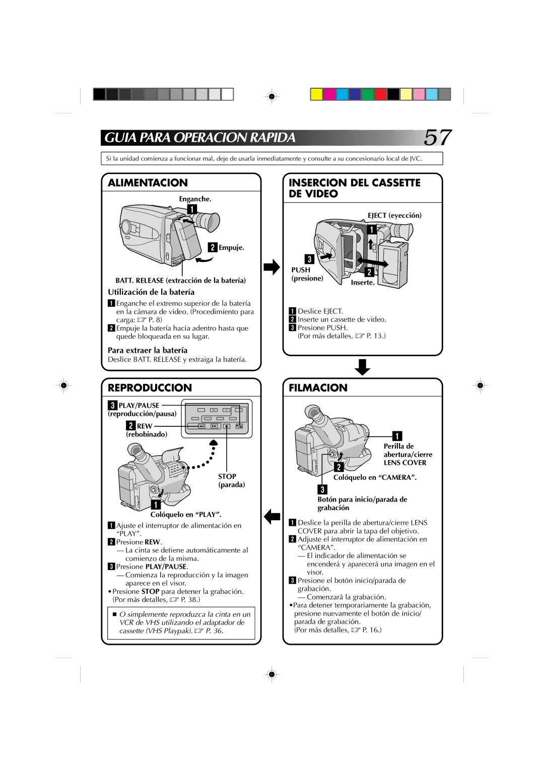 JVC GR-AX810, GR-AX910 manual Utilización de la batería, Para extraer la batería, Lens Cover 