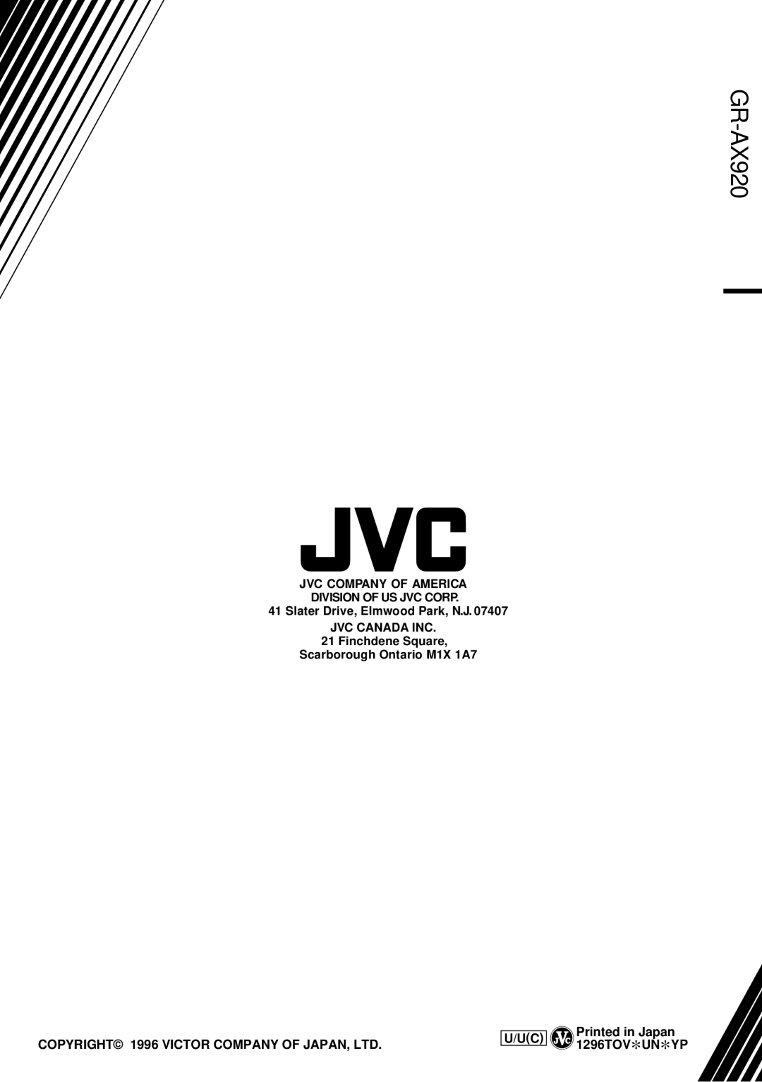 JVC GR-AX920 manual 