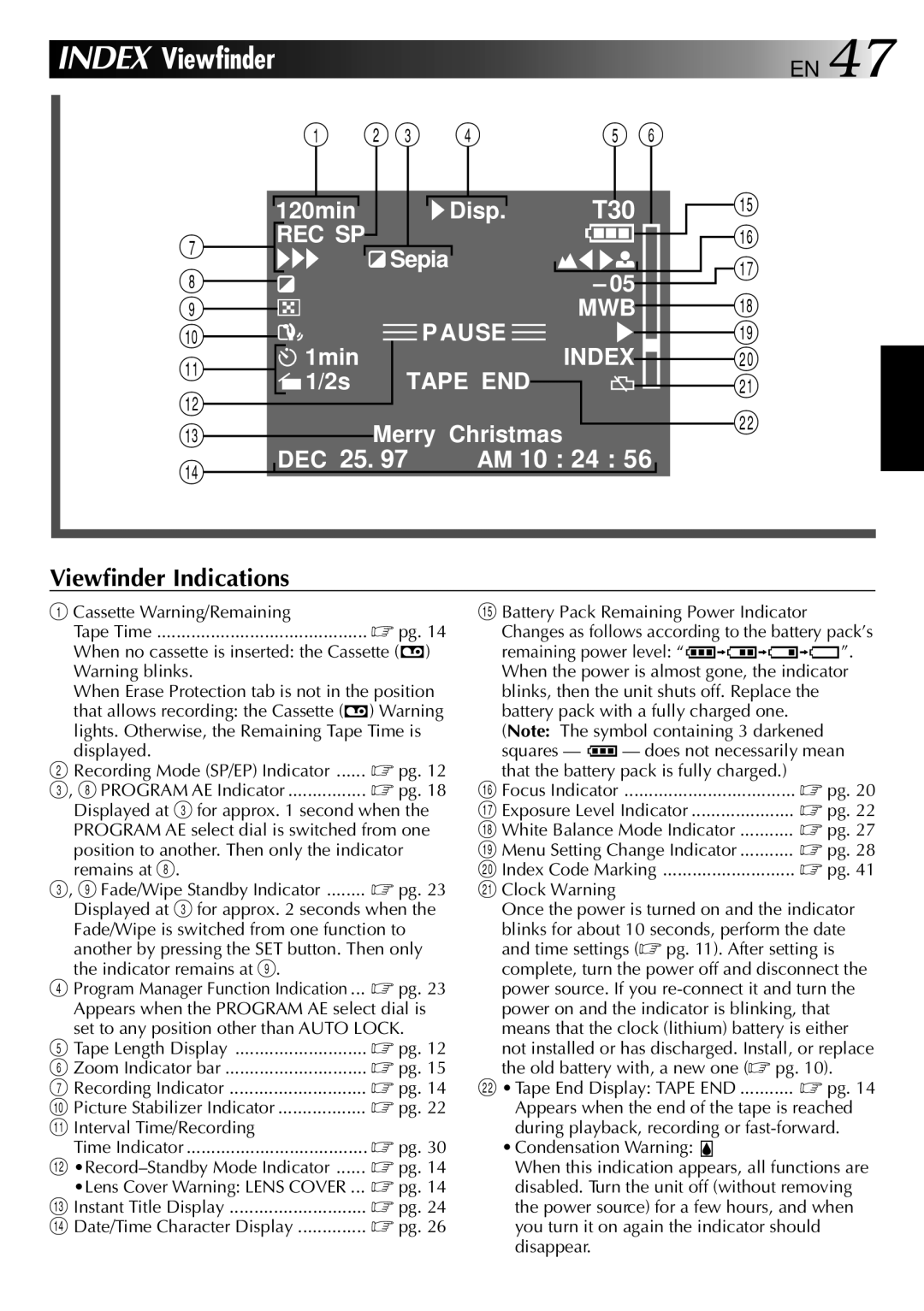 JVC GR-AX937 manual Lights. Otherwise, the Remaining Tape Time is, Fade/Wipe is switched from one function to 