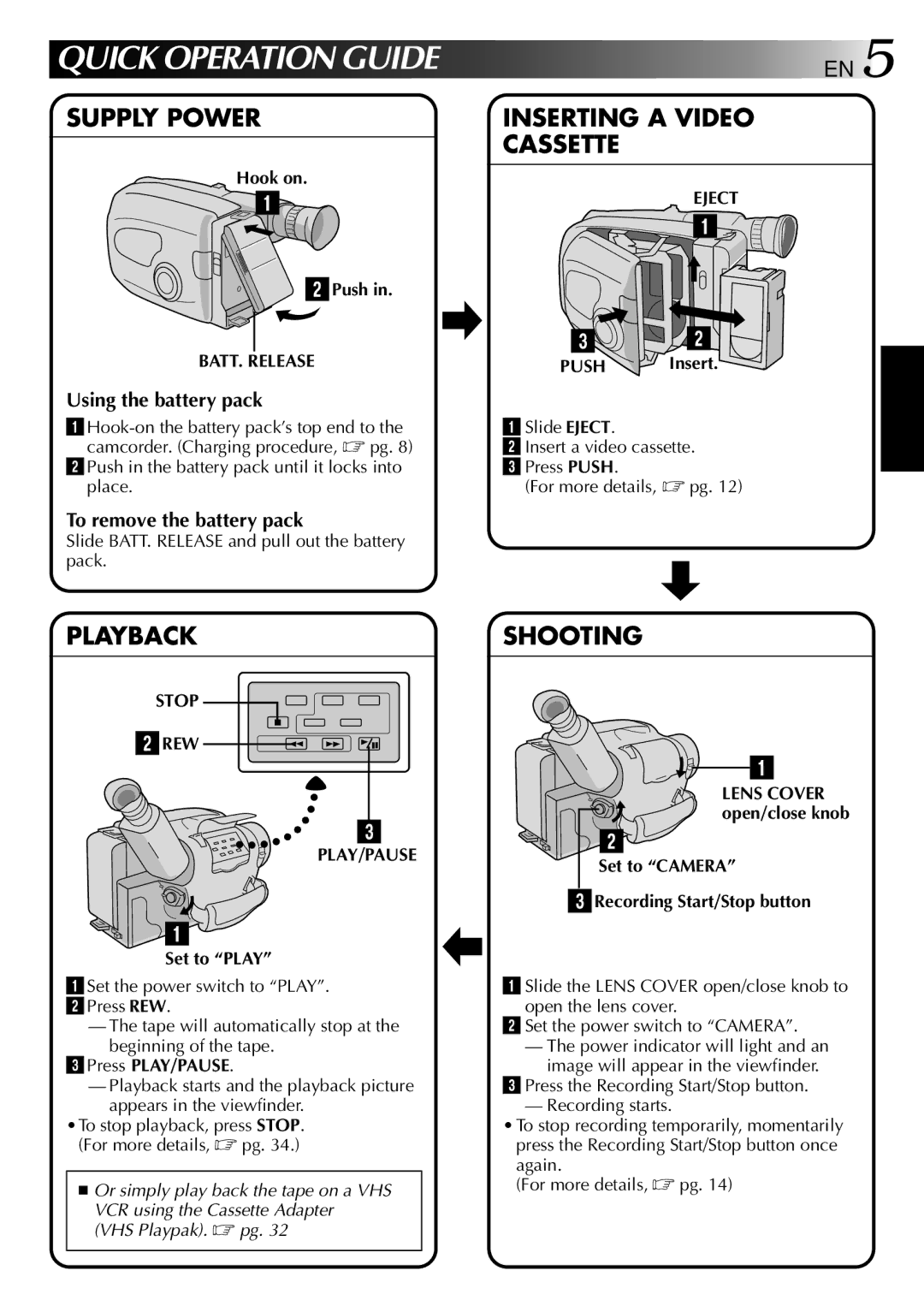 JVC GR-AX937 manual BATT. Release, Eject, Stop 2REW PLAY/PAUSE 