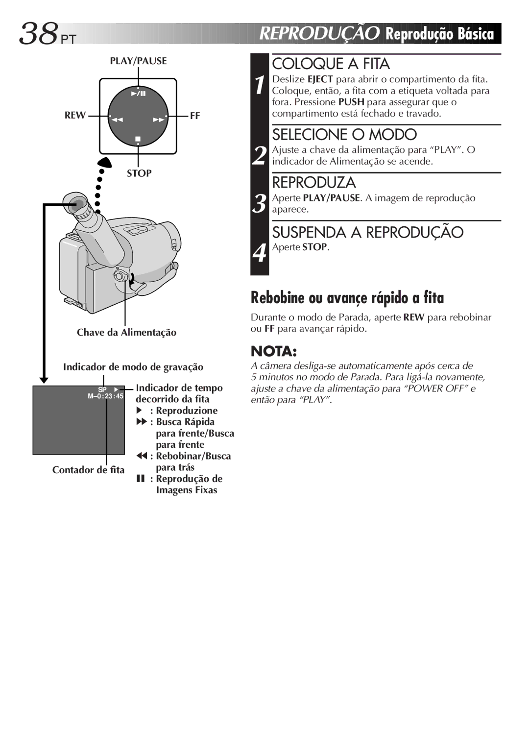 JVC GR-AX947UM manual Reprodução Reprodução Básica, Reproduza, Reproduzione, Reprodução de Imagens Fixas 