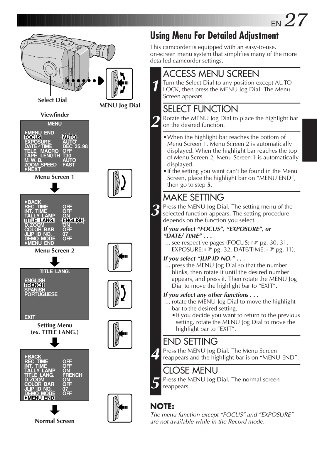 JVC GR-AX947UM manual Using Menu For Detailed Adjustment 