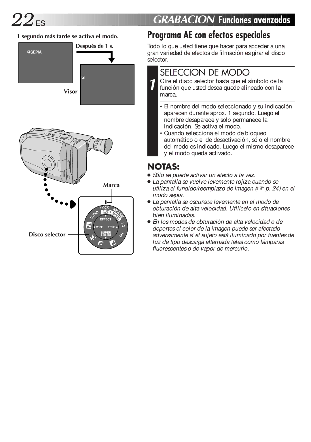 JVC GR-AX947UM manual Seleccion DE Modo, Marca 