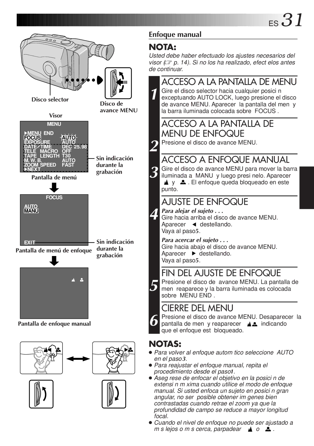 JVC GR-AX947UM manual Disco selector Visor, Disco de avance Menu 