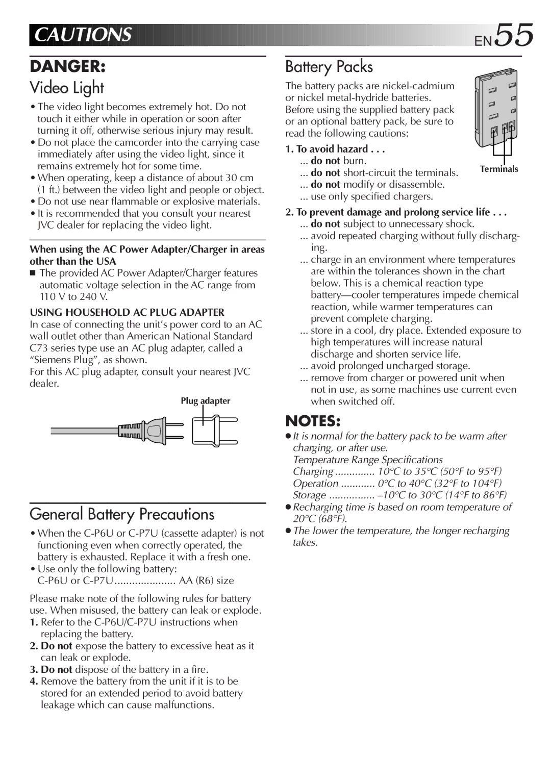 JVC GR-AX857UM, GR-AX957UM, GR-AX657UM manual To avoid hazard, To prevent damage and prolong service life 