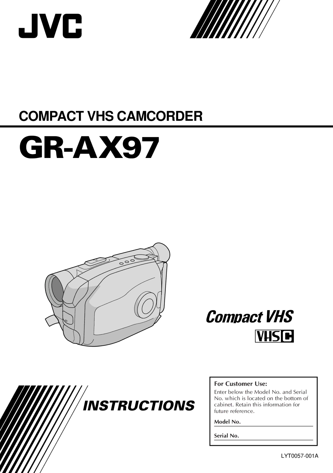 JVC GR-AX97 manual For Customer Use 