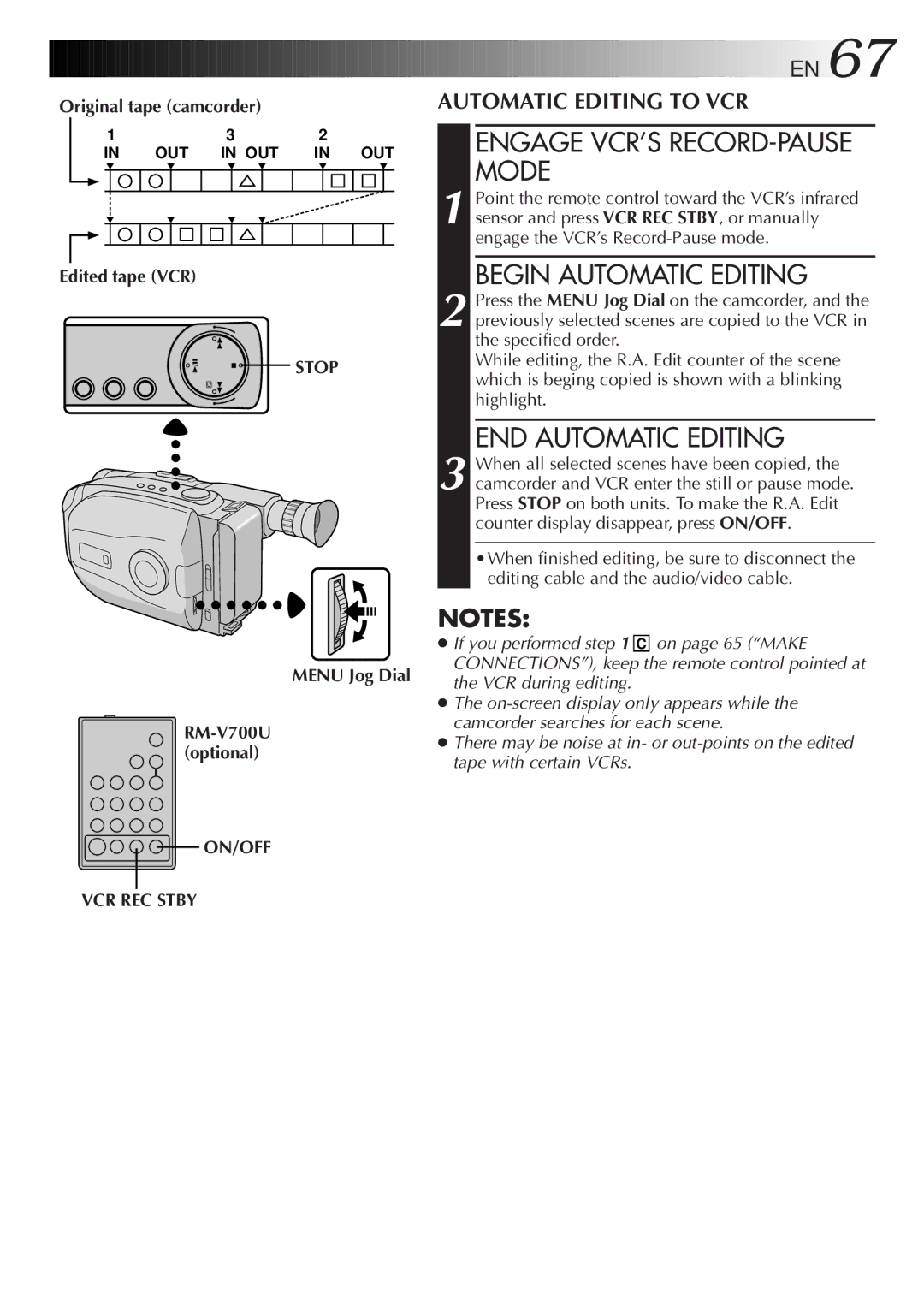 JVC LYT0108-001A manual Engage VCR’S RECORD-PAUSE Mode, Begin Automatic Editing, END Automatic Editing, ON/OFF VCR REC Stby 