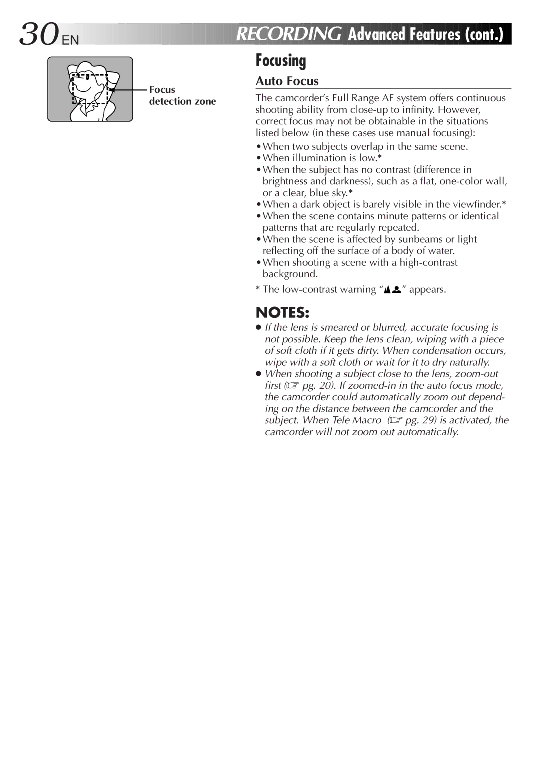 JVC GR-AXM100 manual Focusing, Patterns that are regularly repeated 