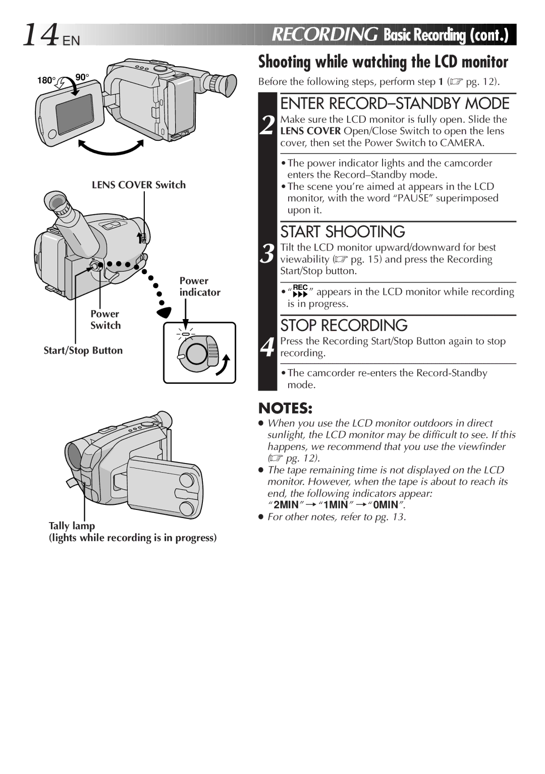 JVC GR-AXM28, GR-AXM18, GR-AX18EG instruction manual EN Recording Basic Recording, Power Switch Start/Stop Button 