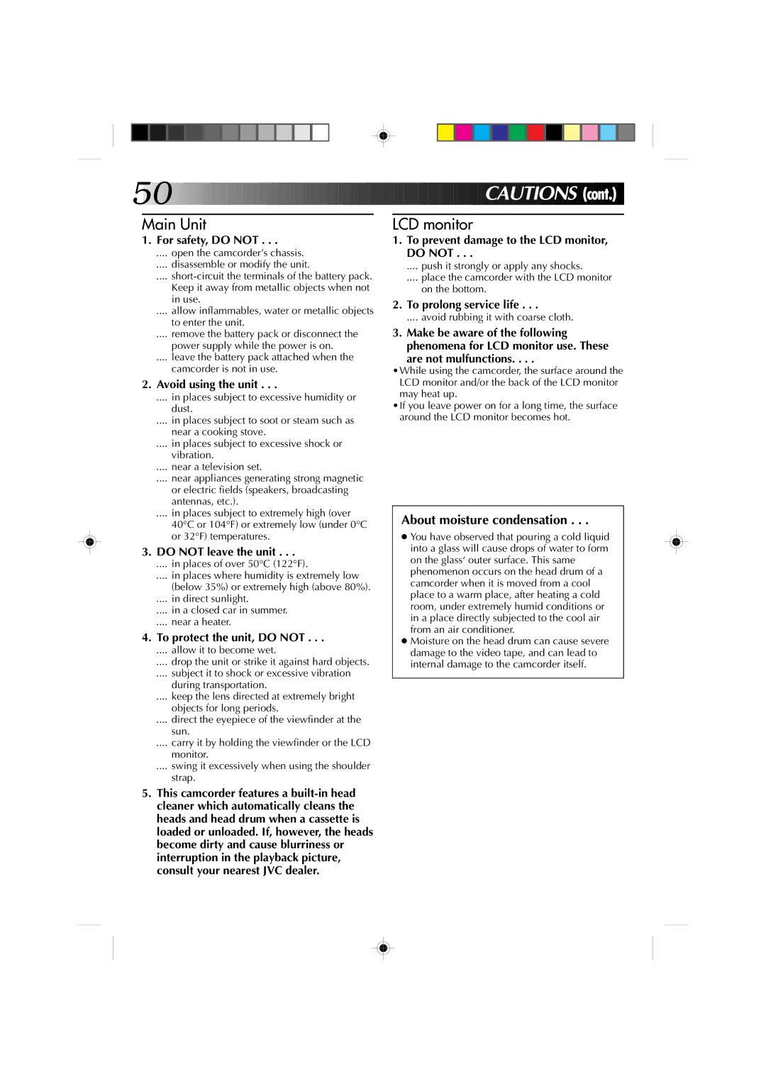 JVC GR-AXM1U manual For safety, do not, Avoid using the unit, Do not leave the unit, To protect the unit, do not 